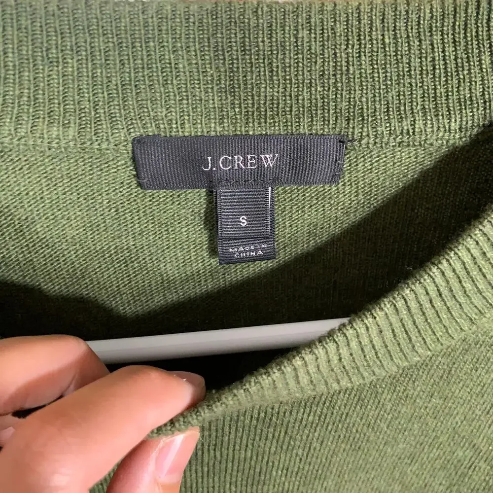 J. Crew green wool blend Ruffle Sleeve sweater size S